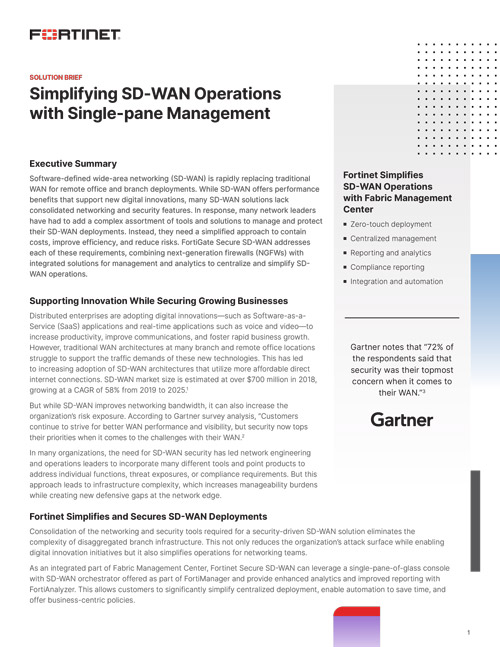 Simplifying SD-WAN Operations with Single-pane Management